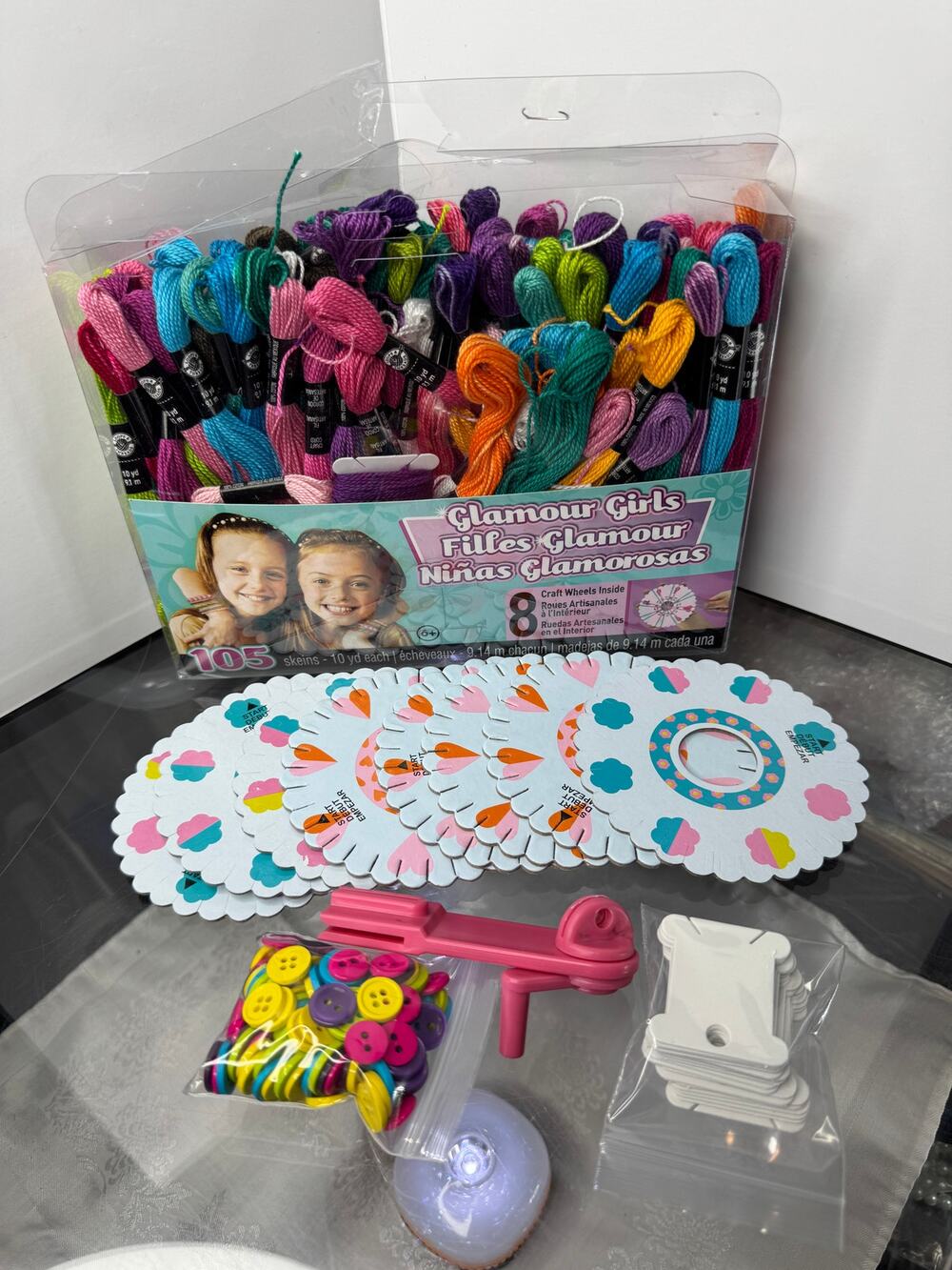 Glamour Girls Craft Cord Craft Kit Friendship Bracelets w/8 Pattern Wheels